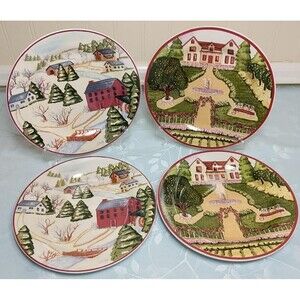 Gibson "Hickory Haven" Salad/Dessert Plates~8"~Stoneware~Set Of 4
